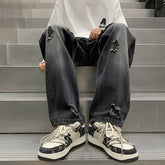 Men Jeans Ripped Jeans Men Autumn Winter Retro Straight Wide Leg Casual Trousers